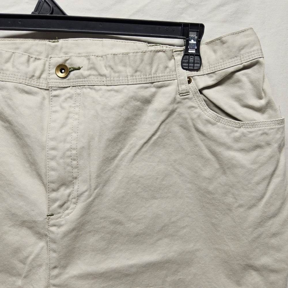 Khazana Embroidered‎ Cotton Pants Womens 22W Beige Floral Straight Leg Elastic
